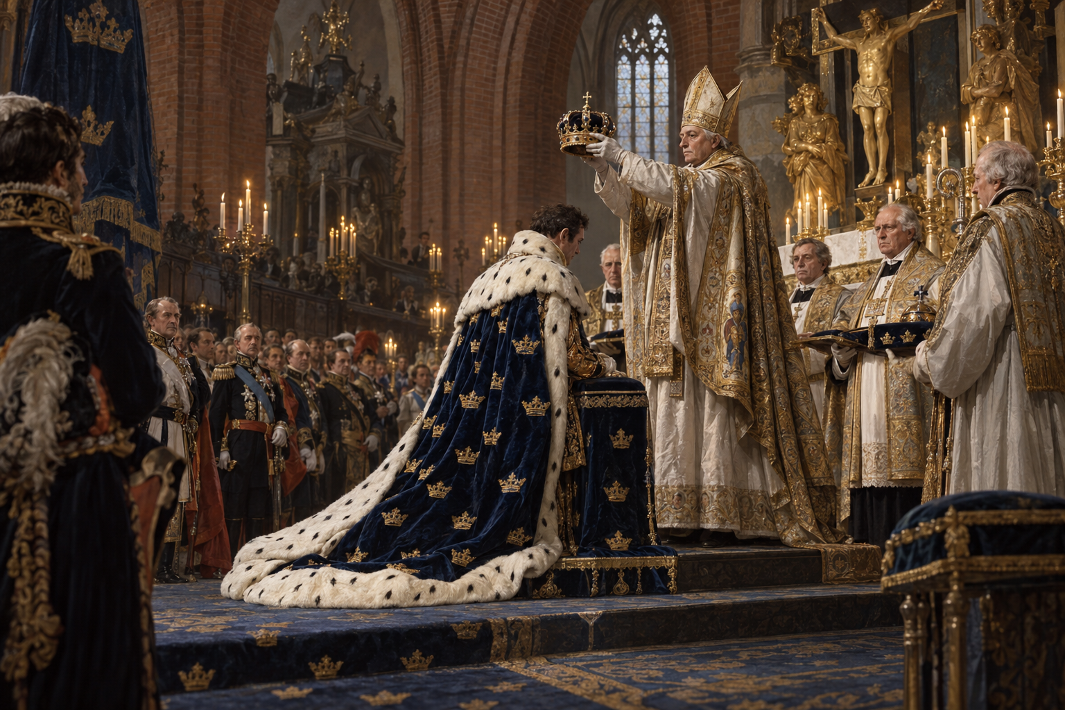 Karl XIV Johan kröntes i Stockholms Storkyrka den 11 maj 1818, nästan åtta år efter tronföljarvalet i Örebro. Rekonstruktion av ceremonin som bekräftade den tidigare franske marskalkens nya ställning.