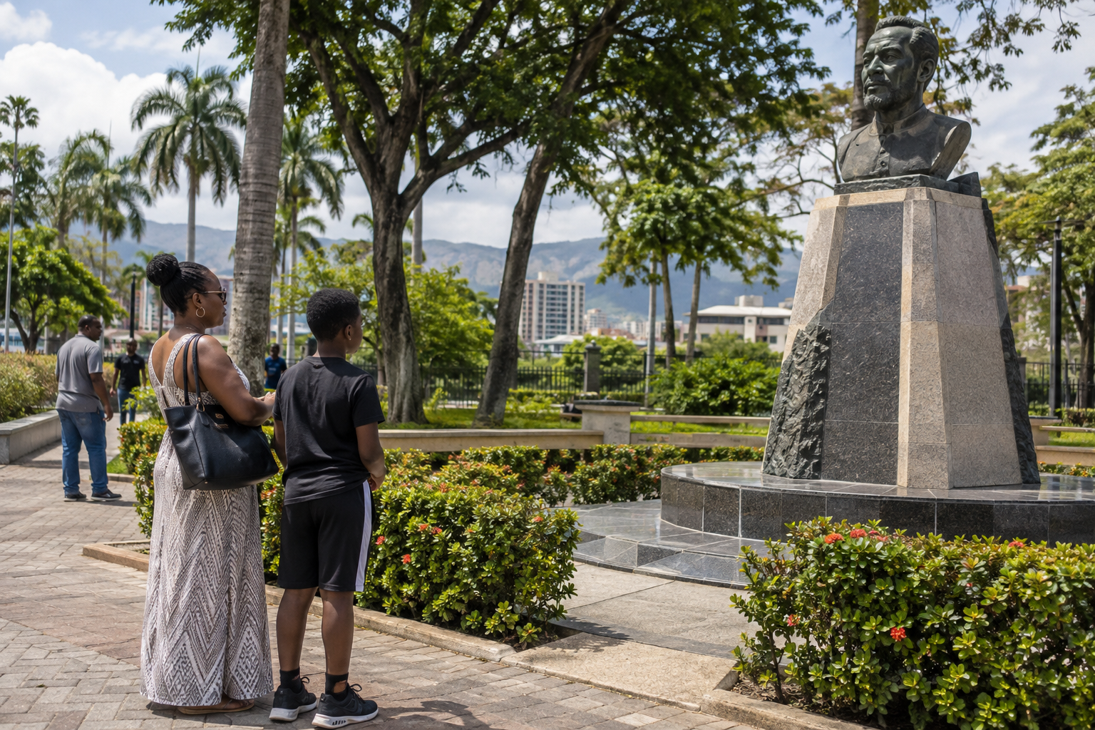 Minnesmärket över George William Gordon i National Heroes Park i Kingston vittnar om hans förändrade plats i historieskrivningen. Bilden är en fotografisk rekonstruktion; både Gordon och Bogle erkändes som jamaicanska nationalhjältar 1969.