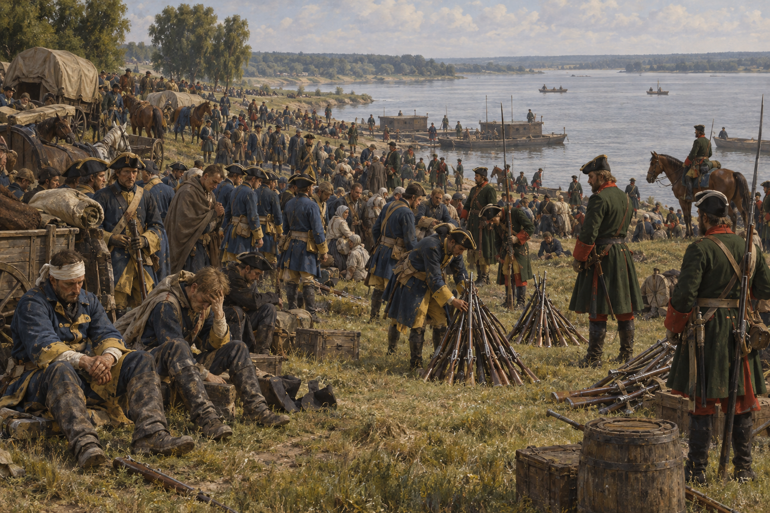 Efter nederlaget vid Poltava kapitulerade huvuddelen av den återstående svenska armén vid Perevolotjna 1709. Rekonstruktion av sammanbrottet som berövade Sverige dess viktigaste fältarmé, även om kriget fortsatte till 1721.